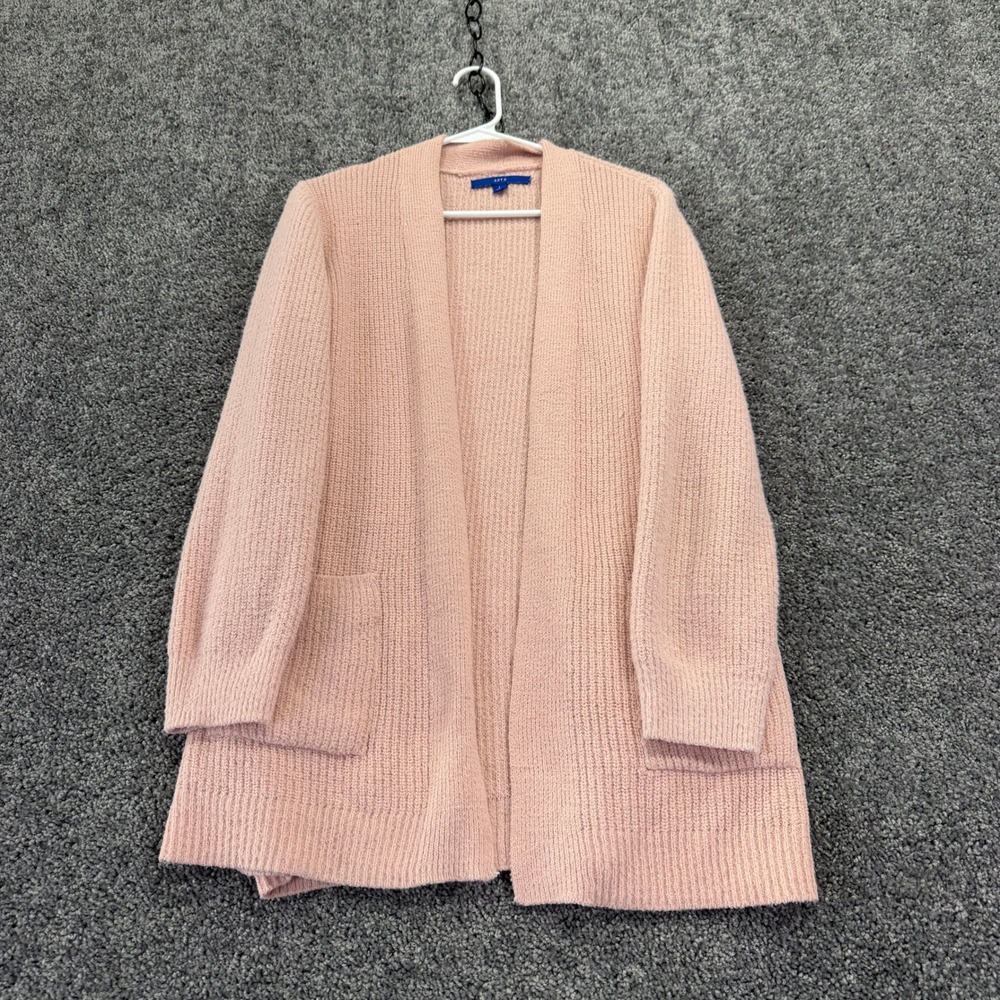 Apt 9 Cardigan Womens Large Pink Open Front Ribbed Knit Long Sleeve Sweater
